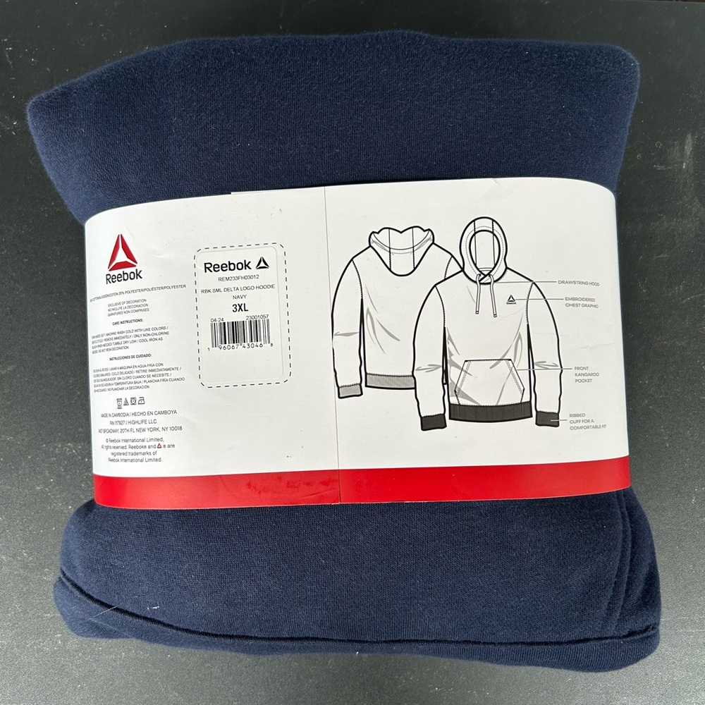 Reebok Relaxed Fit Hoodie, navy size 3XL - Picture 8 of 11